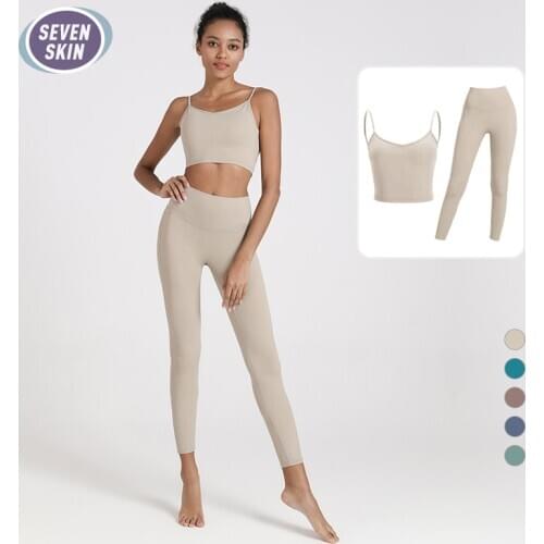 SEVEN SKIN Naked-Feel Yoga Set 2pcs Yoga High Waist Leggings+Sports Bra Women Fitness Suits Yoga Clothes Gym Workout Sportswear