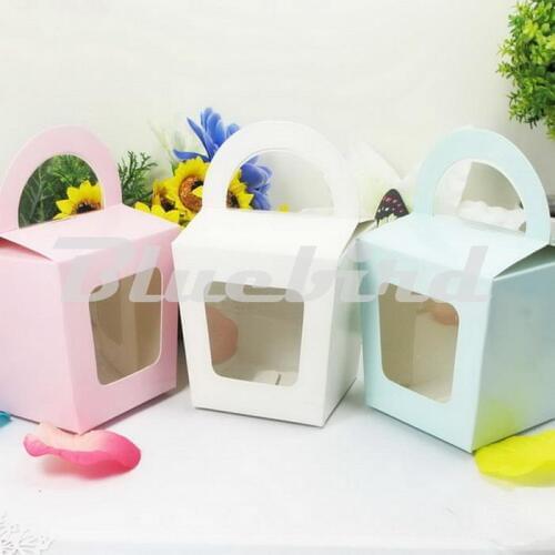 12Pcs Cupcake Box Cake Box Packaging With Handle Single Cupcake Boxes Pudding Case With Lining QCB005