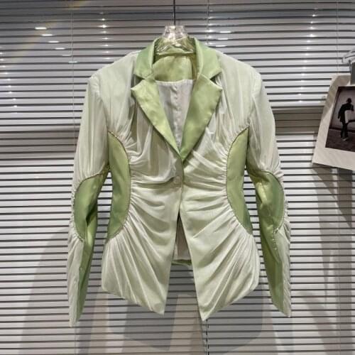 2021 early autumn new suit fashion casual outer mesh rhinestone edge design slim waist short jacket women