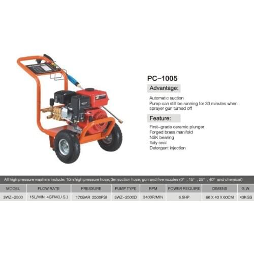 PC-1005 series all copper high pressure washing plunger pump cleaning machine