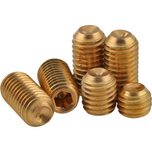 10PCS Set Screw Hex Socket Set Screw Plain Cup Point Grub Bolts Brass M3 M4 M6 M8 M10