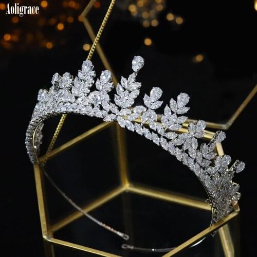 New Design Cubic Zirconia Wedding Bride Crowns Gold Silver CZ Tiaras Birthday Party Pageant Headpieces Bridal Sweet 16 Headwear