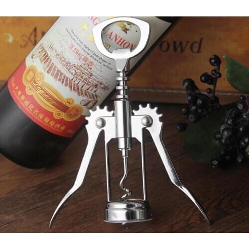 Wine beer bottle opener Stainless steel metal strong Pressure wing Corkscrew grape opener Kitchen Dining Bar accesssory SN2627