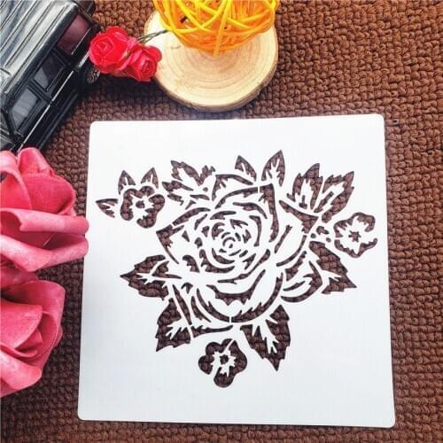 13x14cm blossom rose Scrapbook Stencils Spray Plastic Mold Shield DIY Cake Hollow Embellishment Printing Lace Ruler Valentine