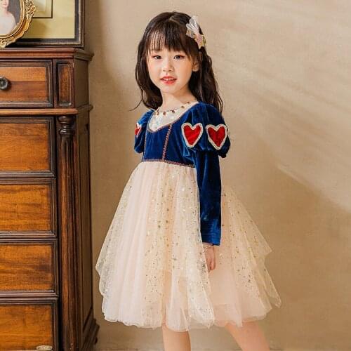 Princess Dress Girls Winter Dress Crystal Formal Girls Party Frocks Long Sleeve Patchwork Dress Girl Christmas Dresses 3-8y