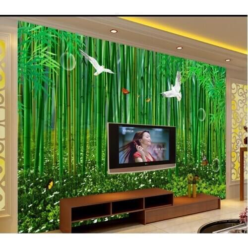 Custom 3d wallpaper Hand painted bamboo backdrop 3d murals wallpaper for living room mural 3d wallpaper