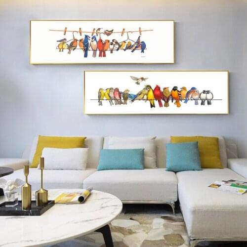 Bird Perched on Pole Modern Pictures Banner Simple Nordic Canvas Painting Large Hang Over Bed for Bedroom Wall Decor No Frame