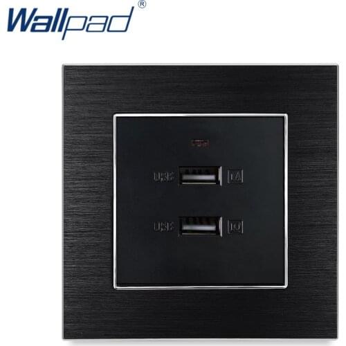 2.1A USB Socket Wallpad Luxury Satin Metal Panel Double USB Phone Charge Wall Outlet Panel Dual Usb Wall Socket Quick Charge