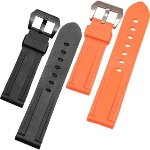 24mm 26mm Replacement Waterproof Rubber Diver Watch Band Strap And Buckle / Clasp For PAM Watchband