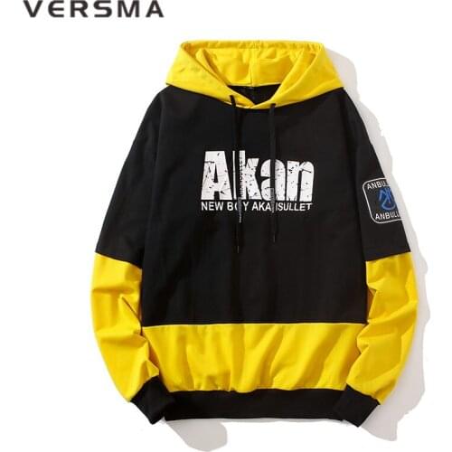 VERSMA Korean Hooded Youth Clothes Trendy Print Hoodie Sweatshirt Autumn Streetwear Rock Punk Men Hoodie For Teen Dropshipping