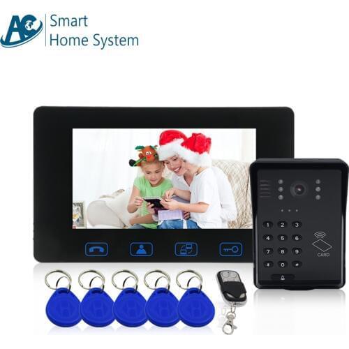 High Definition 7 inch Screen Support Password/Access Card Unlock Ring Doorbell Motion Sensor Wired Video Door Entry System