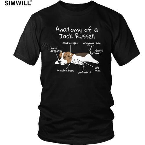 Funny Anatomy Of A Jack Russell Terrier T Shirt Men Cute Short Sleeves Cotton Tees Dog Owner Gift T-shirt Slim Fit Summer Tshirt