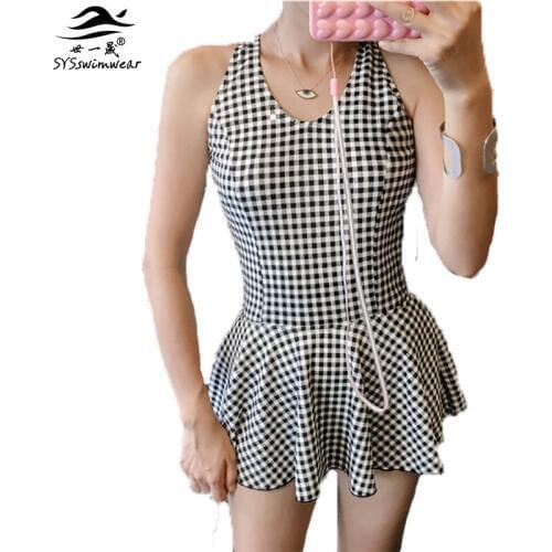 High Quality Plaid Backless Sexy Women One Pieces Swimwear Slender Lady Summer Beach Swimsuit Wire Free Cross girl Bathing Suit