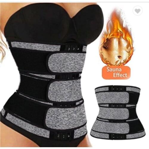 Women 3 belt Sweating Neoprene waist trainer private label tummy trimmer corset shaper waist tranier