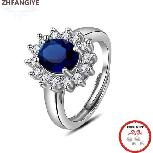 Charm Rings 925 Silver Jewelry for Women Oval Sapphire Zircon Gemstone Open Finger Ring Wedding Promise Party Gift Accessories