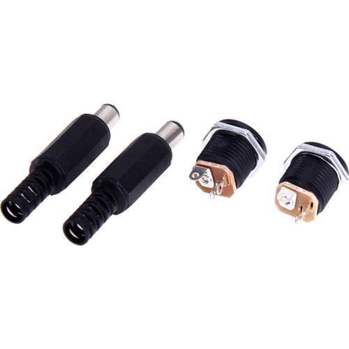 10pcs/lot 5pairs DC 5.5 X 2.1mm DC Power Socket/ DC jack Connector Female +male Panel Mount Connector for DC022