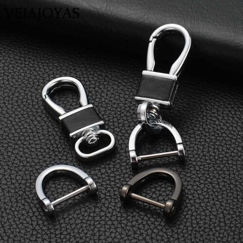 10pcs/lot High-Grade Alloy Genuine Leather Men Keychains D-Rings Horseshoe Handbag Hardware Keyring Accessories free Screwdriver