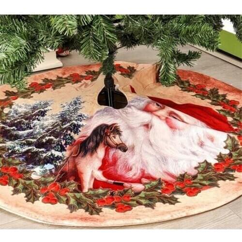 120cm(47") Christmas Tree Skirts Vintage Santa Aprons Tree Carpet Base Floor Mat Cover XMAS Party New Year Decoration