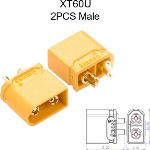 2PCS Amass XT60U Male Female Connectors Plug RC Lipo Battery Charger Parts