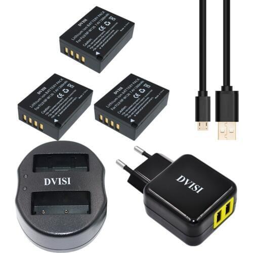 DVISI 3pcs NP-W126 NP W126 Rechargeable Battery+USB Dual Charger for Fujifilm FinePix HS30EXR X-Pro1 X-E2 X-M1 X-A1+AC Adapter