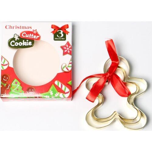 3PCS/SET Christmas Cookie Tool Stainless Steel Biscuit Mould Snowman Christmas Tree Cake Tool Cookie Cutter Mould Baking Tools