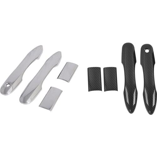 4Pcs Car Accssories Carbon Fiber Exterior Door Handle Cover ABS Decoration Protector Chrome Trim For Toyota Hiace 2019