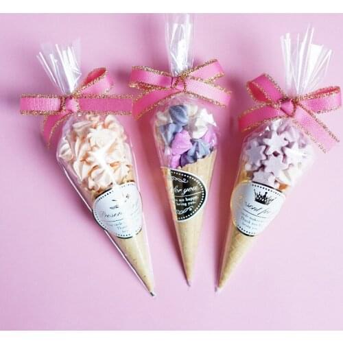 50pcs/Lot Party Cone Gift Bags Clear Cone Plastic Candy Biscuit Bags DIY Candy Bag Wedding Favors Food Storage Organizer