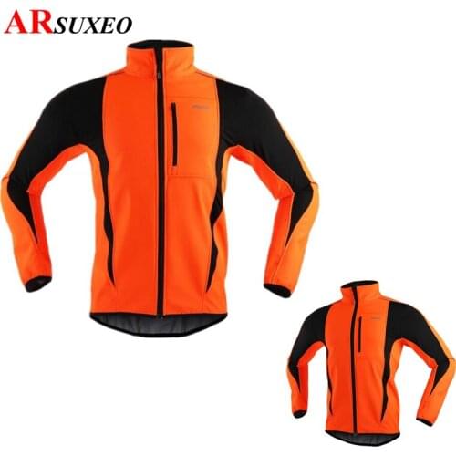 ARSUXEO Winter Cycling Jacket For Men Women Fleece Thermal Reflective MTB Coat Mountain Bike Windproof riding Jacket Windbreaker
