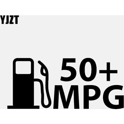 YJZT 13.7CM*6.2CM 50+ MPG CAR STICKER VINYL DECAL DRIFT HYBRID GAS FUEL Black/Silver C3-0734