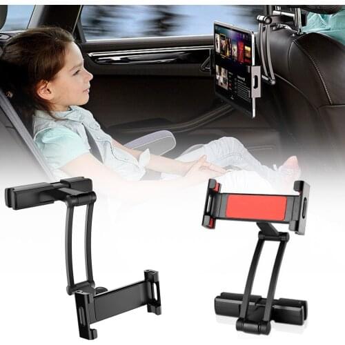 Car Headrest Phone Mount Adjustable Backseat Tablet Holder Mobile Phone Holder Rear Seat Retractable Tablet Computer Lazy Holder