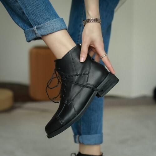 SKLFGXZY Europe United States Genuine leather Women boots Martin boots Short boots Womens shoes