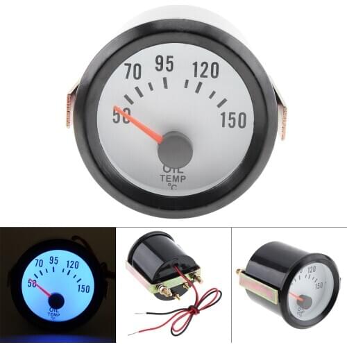 6035BL 2 Inch 52mm Blue LED 12V 50-150 Celsius Degree Oil Temperature Temp Meter Gauge Sensor for Car Boat Truck ATV Motorcycle