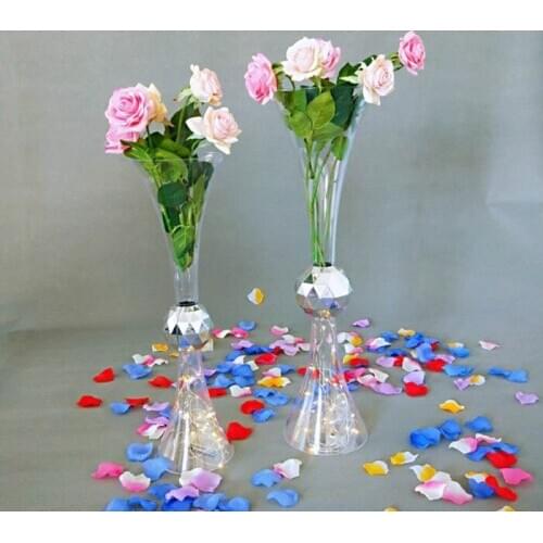 Home Decor Ornaments Accessories Handmade Transparent crystal flower vase wedding Centerpieces table vase for event party decor