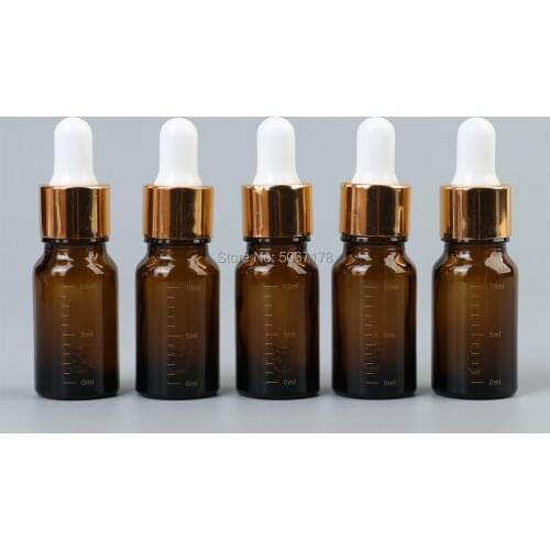 10pcs Amber Glass 10ml Dropper Bottle Mini Essential Oil Perfume Pipette Bottles Refillable Empty Container