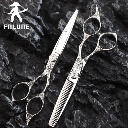FnLune Tungsten Steel Professional Hair Salon Scissors Cut Barber Accessories Haircut Thinning Shear Hairdressing Tools Scissors