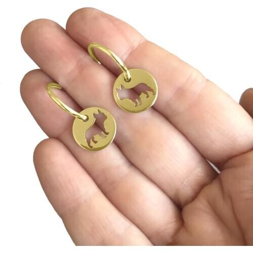 French Bulldog Earrings Animal Jewelry Dog Puppy Hoop Dangle Earrings Gift for Frenchie Lover Women Girl