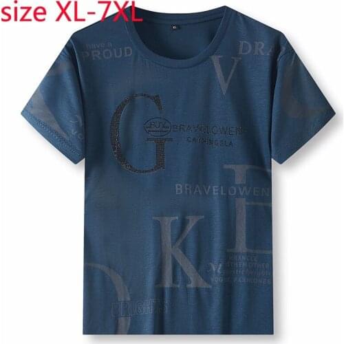 New Arrival High Quality Summer Fashion Men Super Large Printed Short Sleeve O-neck Knitted T Shirt Plus Size XL-4XL 5XL 6XL 7XL
