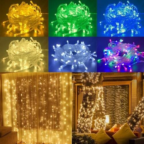 10m 100Leds LED String Lights Silver Wire Garland For Christmas Decoration For Home Xmas Tree Wedding Party Decor Fairy Lights