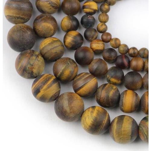HGKLBB Natural Matte Matte Yellow Tiger Eye Stone Round Loose Beads For jewelry Making 4/6/8/10/12 mm DIY Bracelet Accessories