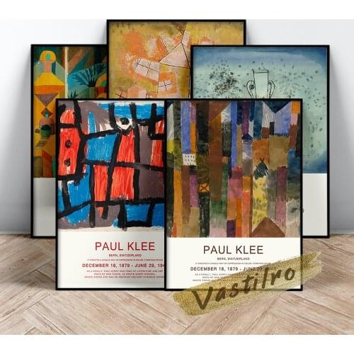 Paul Klee Exhibition Museum Poster, Klee Before The Town Painting, Paul The Rotating House Art Prints, Klee Retro Wall Picture