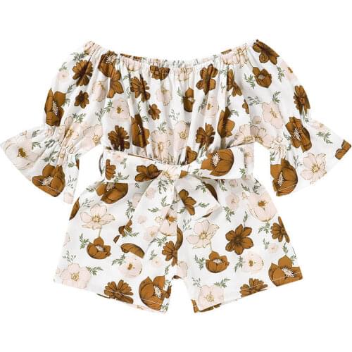 Floral Print Toddler Girls Clothes Cotton Short Sleeve Children Girl Jumpsuit Summer Baby Girl Overalls Fashion Kids Clothes