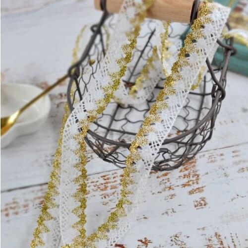 3 Meters/lot Width 2cm Cotton Embroidered Lace Trim Gold Thread Border Lace Fabric DIY Clothing Curtain Sewing Supplies