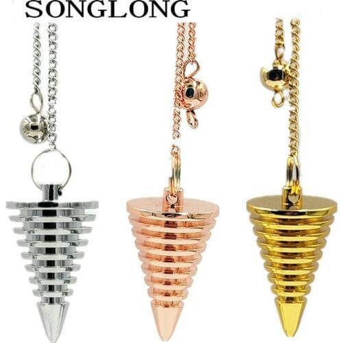 Reiki pendule de pendulum pendant men Dowsing Healing Pyramid spiritual Reiki pendulums for dowsing meatl Charms Chakra Amulet