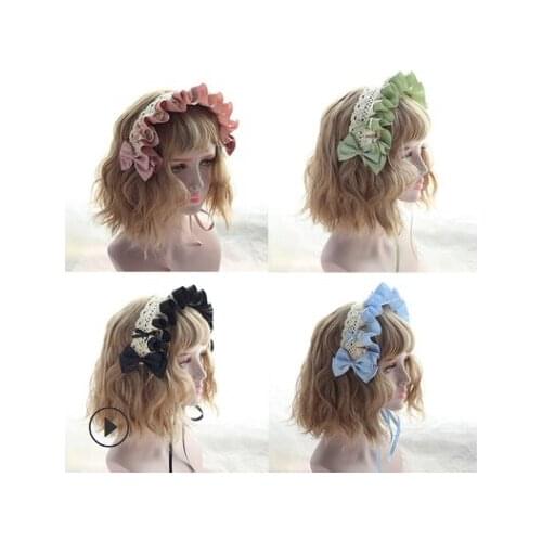 Sweet Ruffled Lolita Bonnet Lace Trimmed Headband
