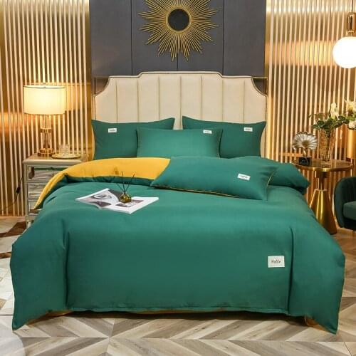 Fashion Skin Close Matte Bedding Set Solid Color Pasted Cloth Embroidered A/ B Surface Fitting Bedding