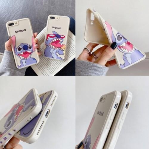 Disney Stitch Cartoon Anti-fall Couple Mobile Phone Shell Tpu Soft Shell for Iphone 7 8Plus X Xr Xs Max 11 12 Promax 12 Mini