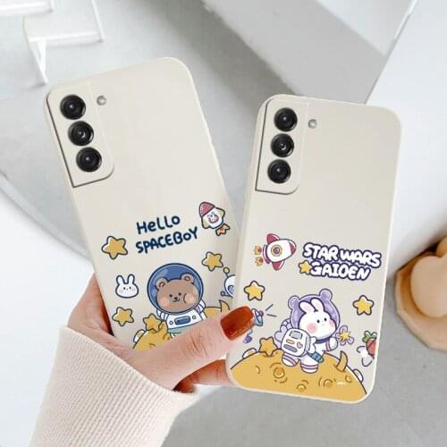For Samsung Galaxy S21 S20 FE S10 Ultra Plus Case Bunny Astronaut Phone Cover S10e Note20 ultra 10 9 Plus Shockproof Soft Case