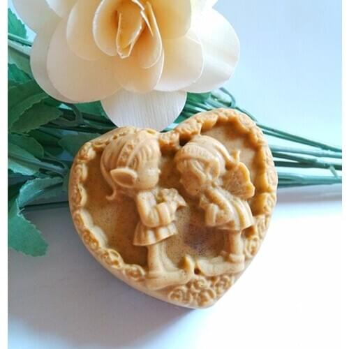 Heart Shap sister angel handmade soap mold silicone mold 7*5.7*2.7CM