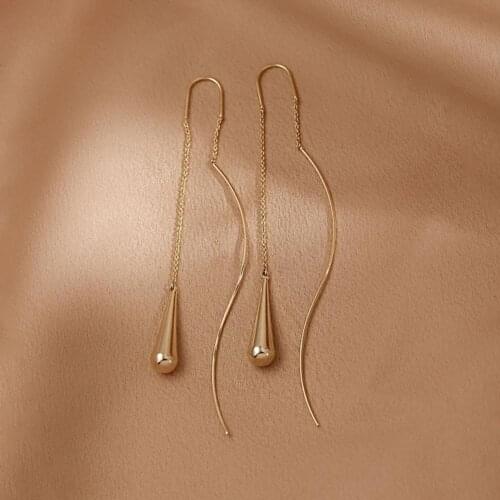 1 Pair Ear Line Earrings Geometry Pendant Elegant Women Long Korean Style Dangle Earrings for Dating