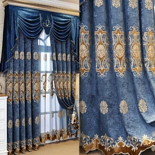 Chenille Jacquard European luxury classic embroidery shade decorative curtains for Living Room/Bedroom curtains